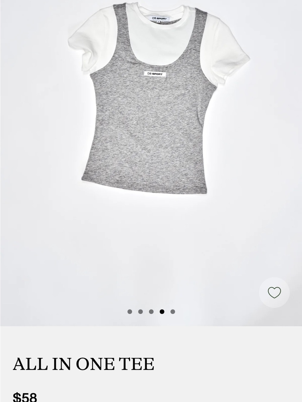 DB Sport Girls' Grey & White Layered Short Sleeve Tee